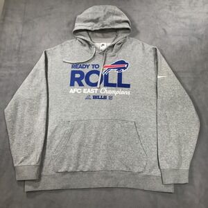 Buffalo Bills Hoodie Sweatshirt Men's 2XL XXL Grey Nike Pullover NFL Football
